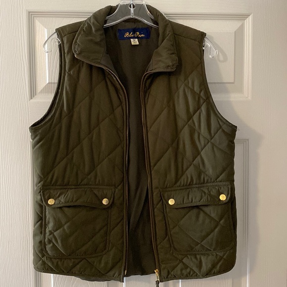 Blue Rain Jackets & Blazers - Army Green Quilted Vest